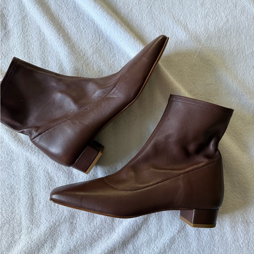 By Far Brown Leather Sock Boots Size 7/37 - Picture 2 of 5